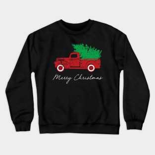 Merry Christmas Retro Vintage Red Truck Crewneck Sweatshirt